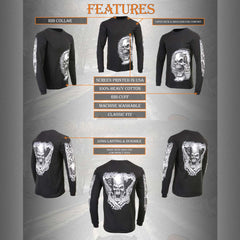 Milwaukee Leather MPMH117002 Mens 'Assassin' Double Sided Black Long Sleeve Shirt