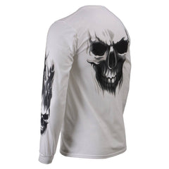 Milwaukee Leather MPMH117004 Mens 'Ghost Skull' White Long Sleeve Shirt