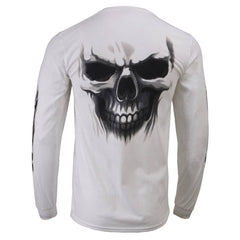 Milwaukee Leather MPMH117004 Mens 'Ghost Skull' White Long Sleeve Shirt