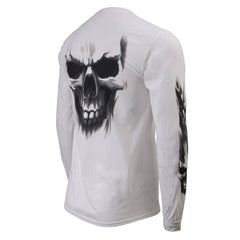 Milwaukee Leather MPMH117004 Mens 'Ghost Skull' White Long Sleeve Shirt