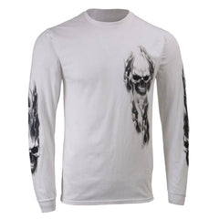 Milwaukee Leather MPMH117004 Mens 'Ghost Skull' White Long Sleeve Shirt