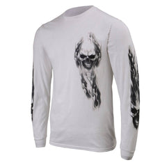Milwaukee Leather MPMH117004 Mens 'Ghost Skull' White Long Sleeve Shirt