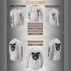 Milwaukee Leather MPMH117004 Mens 'Ghost Skull' White Long Sleeve Shirt