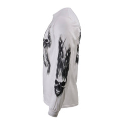 Milwaukee Leather MPMH117004 Mens 'Ghost Skull' White Long Sleeve Shirt