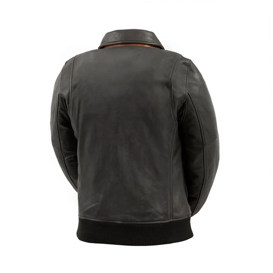 FIL121CMB-BKCG-Nancy - Women's Moto Bomber Leather Jacket