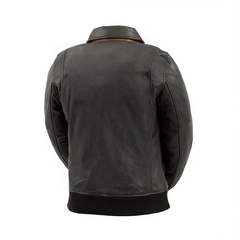 FIL121CMB-BKCG-Nancy - Women's Moto Bomber Leather Jacket