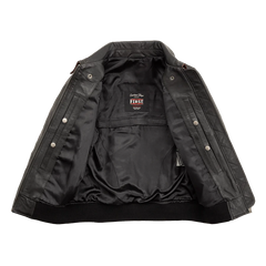 FIL121CMB-BKCG-Nancy - Women's Moto Bomber Leather Jacket