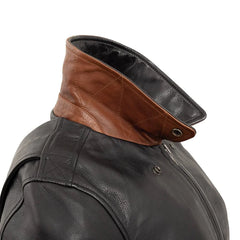 FIL121CMB-BKCG-Nancy - Women's Moto Bomber Leather Jacket
