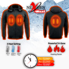 Nexgen Heat MPM1761SET Men’s Black Heated Soft Shell Racing Style Motorcycle Heated Jacket for Winter Cold Weather