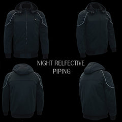 Nexgen Heat MPM1761SET Men’s Black Heated Soft Shell Racing Style Motorcycle Heated Jacket for Winter Cold Weather