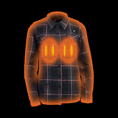 Nexgen Heat Nxl2602set Women's 'Bonnie' Black Grey Red Heated Flannel Long Sleeve Shirt (Rechargeable Battery Pack Included)