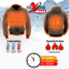 NexGen NXL2713SET Ladies 'Fiery' Heated Grey Hoodie (Rechargeable Battery Pack Included)