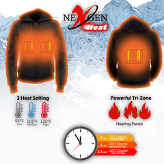 Nexgen Heat Women's Heated Hoodie Jacket - MPL2713SET Black | 3 Level Motorcycle Riding, Winter Ready, Outdoors Use