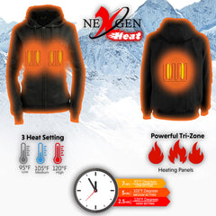 Nexgen Heat NXLL2717DUAL Women's Grey Heated Hoodie w/ Dual Power Technology - Jacket for Winter w/ Battery Pack