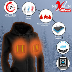 Nexgen Heat MPL2717DUAL Women's Black Heated Hoodie w/ Dual Power Technology - Jacket for Winter w/ Battery Pack