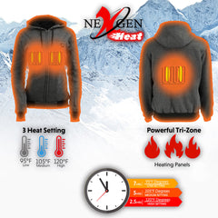 Nexgen Heat NXLL2717DUAL Women's Grey Heated Hoodie w/ Dual Power Technology - Jacket for Winter w/ Battery Pack