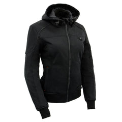 Nexgen Heat MPL2761SET Women's Black 'Heated' Soft Shell Racing Style Heated Jacket for Hiking Riding