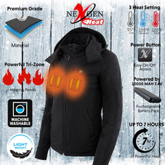 Nexgen Heat NXL2767SET Women's Black Ruffled Heated Soft Shell Jacket with Detachable - for Winter Cold Weather Riding Outdoors