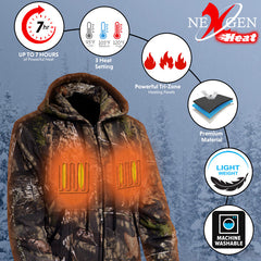 NexGen NXL2776SET Ladies 'Camo' Heated Zipper Hoodie (Rechargeable Battery Pack Included)