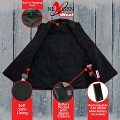 NexGen NXL4301SET Ladies 'Puffed' Black ‘Heated’ Textile Vest (Rechargeable Battery Pack Included)