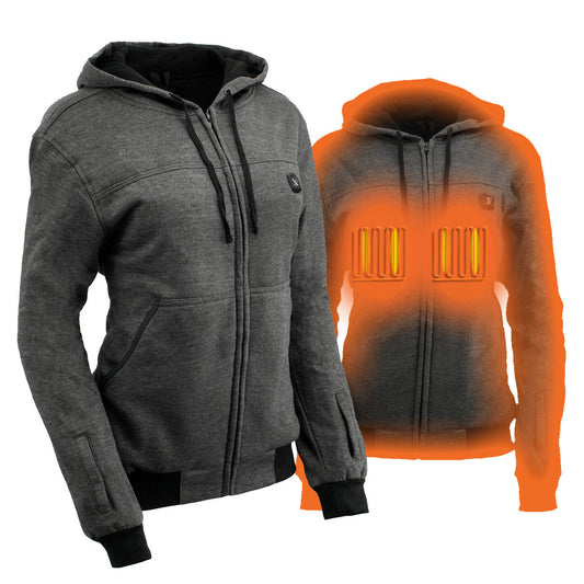 Nexgen Heat NXLL2717DUAL Women's Grey Heated Hoodie w/ Dual Power Technology - Jacket for Winter w/ Battery Pack