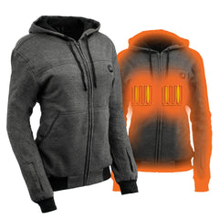 Nexgen Heat NXLL2717DUAL Women's Grey Heated Hoodie w/ Dual Power Technology - Jacket for Winter w/ Battery Pack