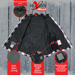 NexGen NXM1601SET Men's 'Riffraff' Black and White Heated Flannel Long Sleeve Shirt (Rechargeable Battery Pack Included)