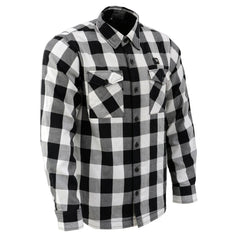 NexGen NXM1601SET Men's 'Riffraff' Black and White Heated Flannel Long Sleeve Shirt (Rechargeable Battery Pack Included)