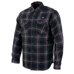 Nexgen Heat Nxm1602set Men's 'Riffraff' Black, Grey/Red Heated Flannel Long Sleeve Shirt (Rechargeable Battery Pack Included)