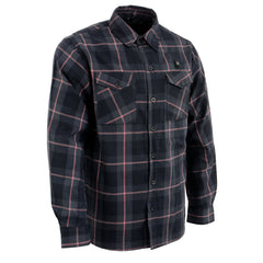 Nexgen Heat Nxm1602set Men's 'Riffraff' Black, Grey/Red Heated Flannel Long Sleeve Shirt (Rechargeable Battery Pack Included)