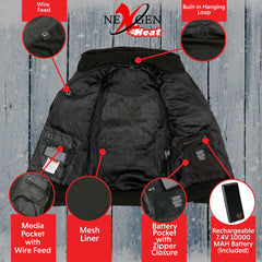 Nexgen Heat Men’s Heated Sweatshirt Hoodie – Black Cold-Weather Gear for Riding & Outdoor NXM1713SET