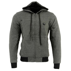 Nexgen Heat NXM1713SET Men's Grey Heated Zipper Front Hoodie - for Winter Cold Weather Riding Outdoors