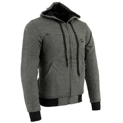 Nexgen Heat NXM1713SET Men's Grey Heated Zipper Front Hoodie - for Winter Cold Weather Riding Outdoors