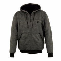 Nexgen Heat MPM1717DUAL Men's Grey Heated Hoodie w/ Dual Power Technology - Biker Jacket for Winter w/Battery Pack