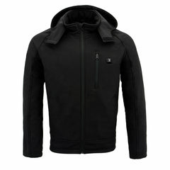 Nexgen Heat MPM1767SET Men's Black 'Heated' Soft Shell Hooded Zipper Front Jacket (Rechargeable Battery Pack Included)