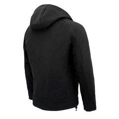 Nexgen Heat MPM1767SET Men's Black 'Heated' Soft Shell Hooded Zipper Front Jacket (Rechargeable Battery Pack Included)
