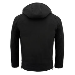 NexGen NXM1767SET Men's 'Ruffled' Black 'Heated' Soft-Shell Hooded Jacket (Rechargeable Battery Pack Included)