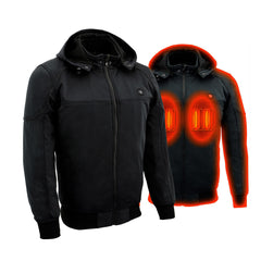 Nexgen Heat MPM1761SET Men’s Black Heated Soft Shell Racing Style Motorcycle Heated Jacket for Winter Cold Weather