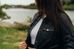 FIL118SC-Onyx Women's Leather Motorcycle Shirt