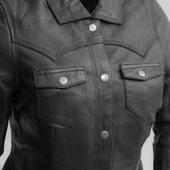 FIL118SC-Onyx Women's Leather Motorcycle Shirt