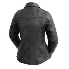 FIL118SC-Onyx Women's Leather Motorcycle Shirt