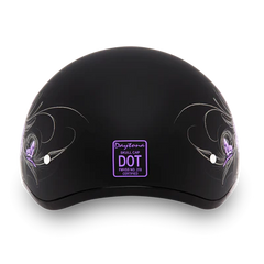 D6-WH DOT Approved Daytona Motorcycle Half Face Helmet - Skull Cap Graphics for Men & Women, Scooters, ATVs, UTVs & Choppers - W/ Wild At Heart