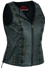 Women's Zippered Vest with Lacing Details