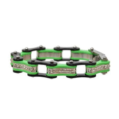 VJ112 Two Tone Black/Lime Green with White Crystal Centers