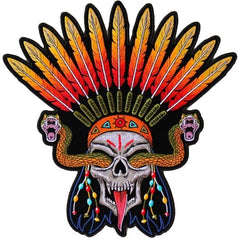 PL6648 Wicked Skull Snakes Feathers Large Back Patch