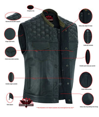 Whiskey Men's Motorcycle Leather Vest - Black