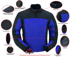 Cross Wind Micro Mesh Men's Motorcycle Jacket - Blue