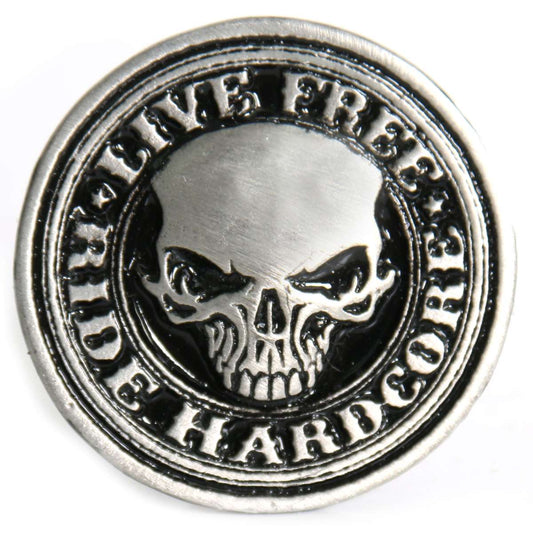 Milwaukee Leather Hardcore Stencil Skull Pewter Biker Pin PNA1188