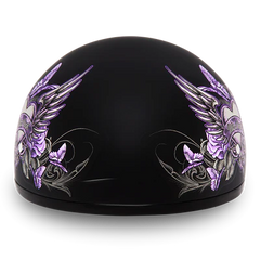 D6-WH DOT Approved Daytona Motorcycle Half Face Helmet - Skull Cap Graphics for Men & Women, Scooters, ATVs, UTVs & Choppers - W/ Wild At Heart