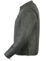 Men's Sporty Gray Leather Cruiser Jacket
